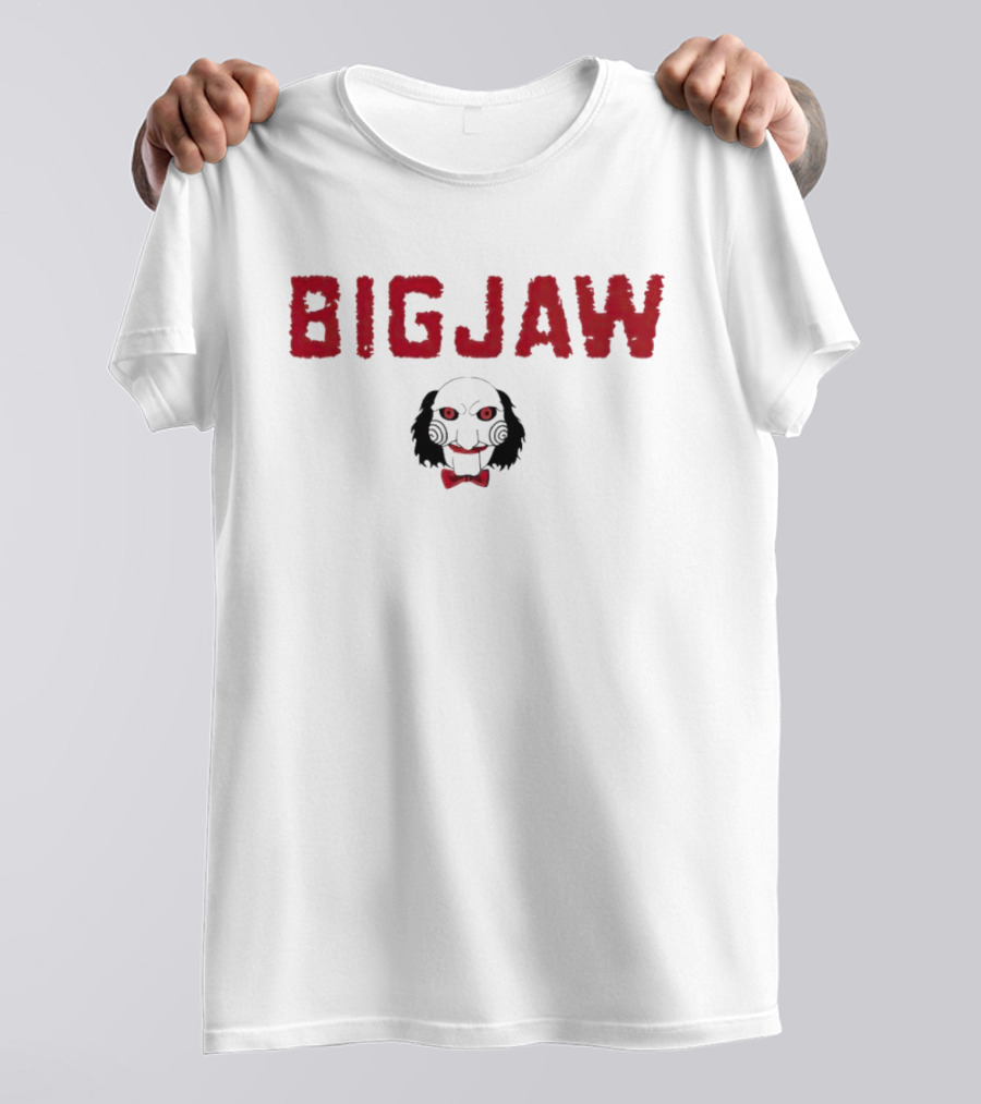 Jigsaw Big Jaw Red Text With Puppet T-Shirt