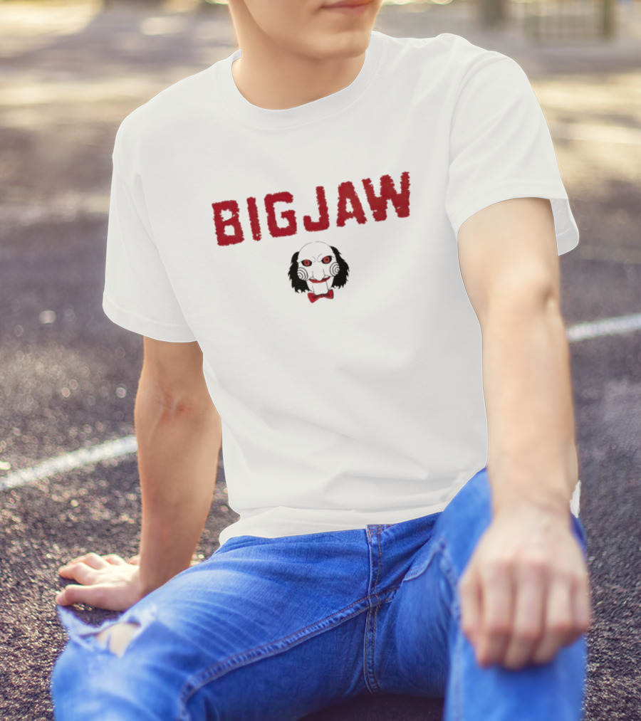 Jigsaw Big Jaw Red Text With Puppet T-Shirt