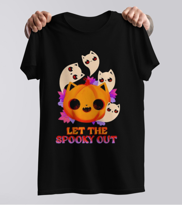 Let The Spooky Out Cute Pumpkin Halloween Ghosts T-Shirt