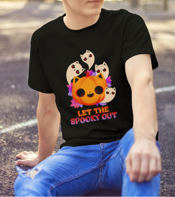Let The Spooky Out Cute Pumpkin Halloween Ghosts T-Shirt