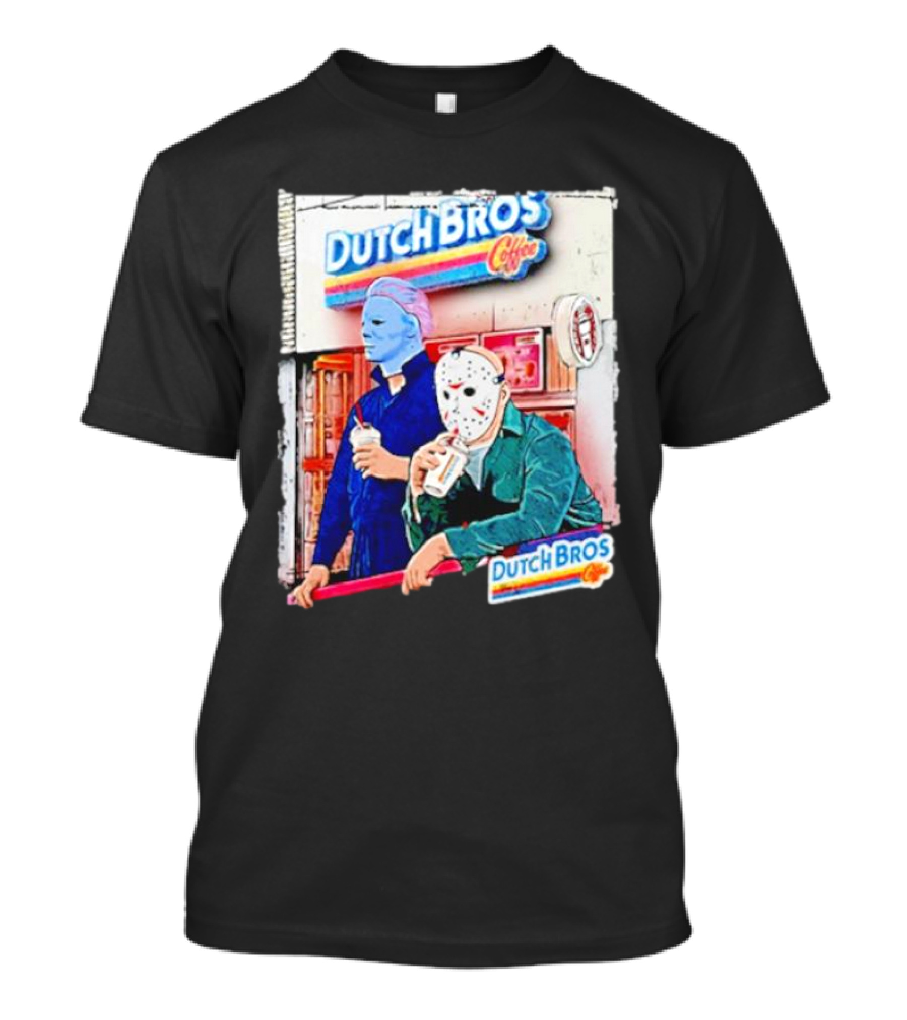 Michael Myers Jason Voorhees Dutch Bros Coffee Scene T-Shirt