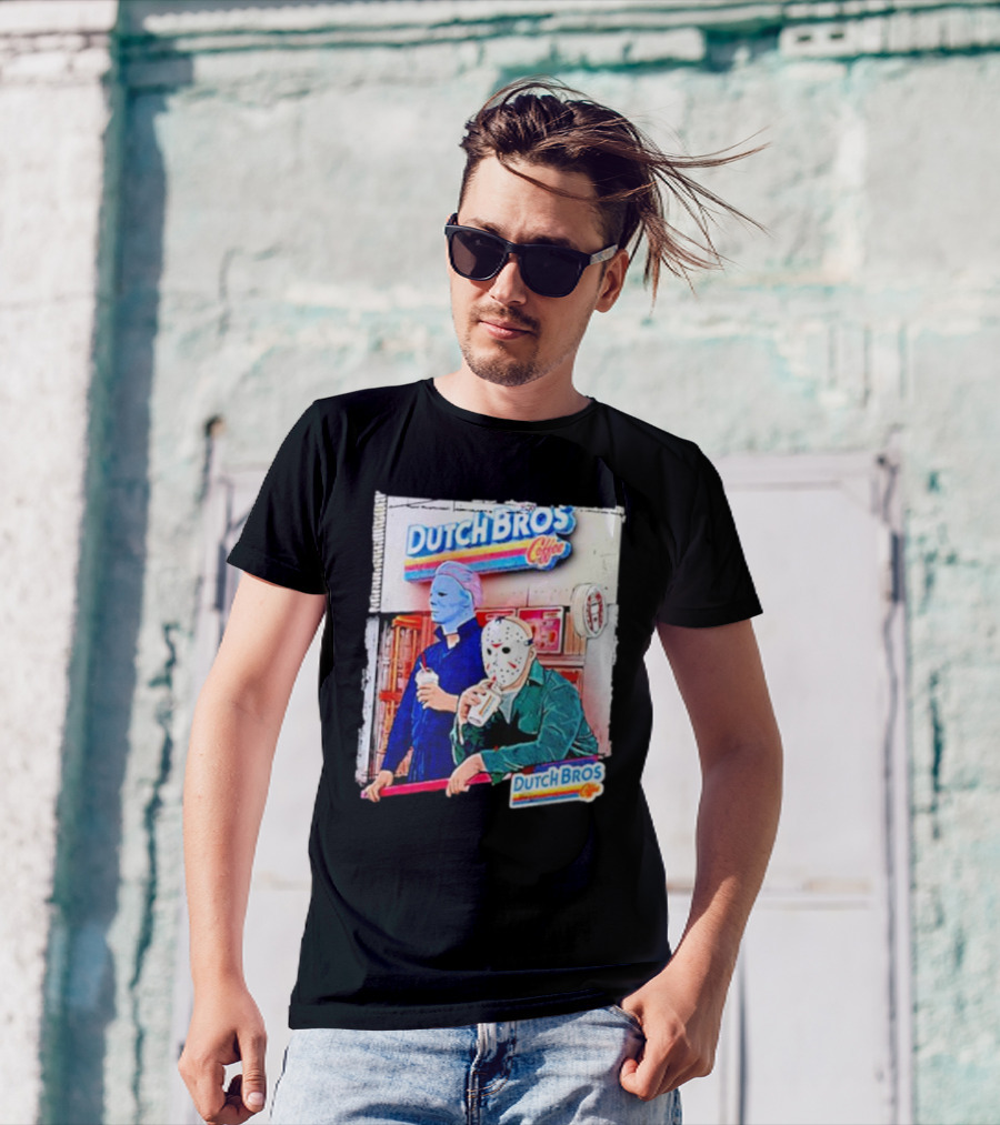Michael Myers Jason Voorhees Dutch Bros Coffee Scene T-Shirt