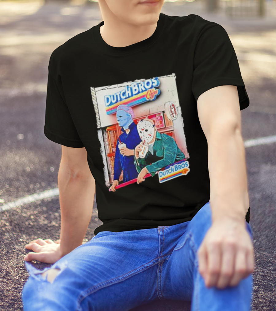 Michael Myers Jason Voorhees Dutch Bros Coffee Scene T-Shirt
