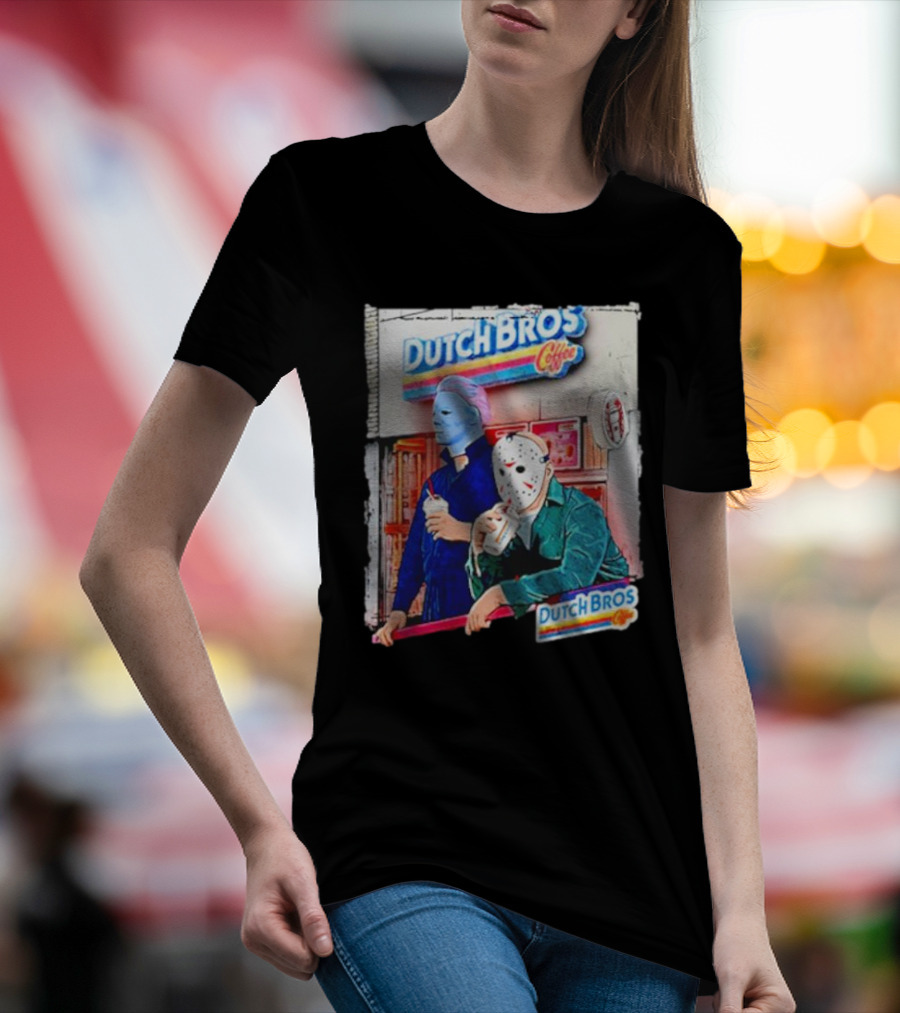 Michael Myers Jason Voorhees Dutch Bros Coffee Scene T-Shirt