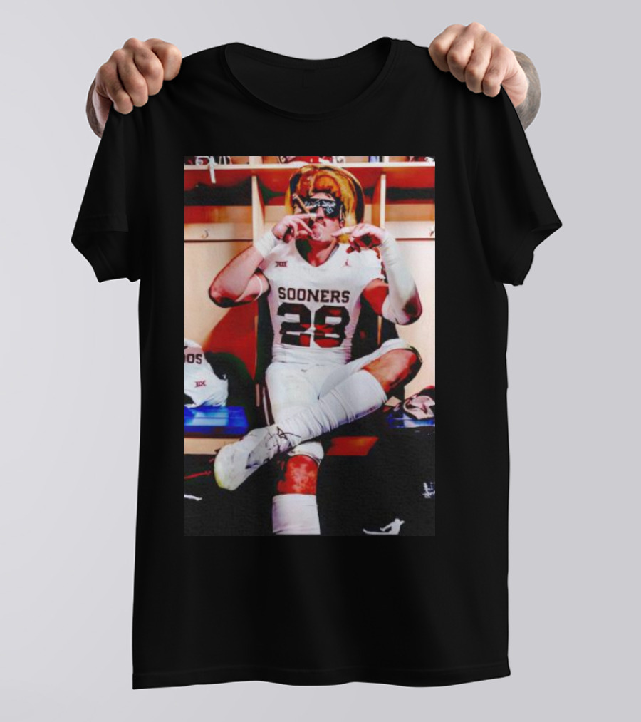 Sooners 28 Danny Stutsman Red River Rivalry Football Locker Room Image T-Shirt