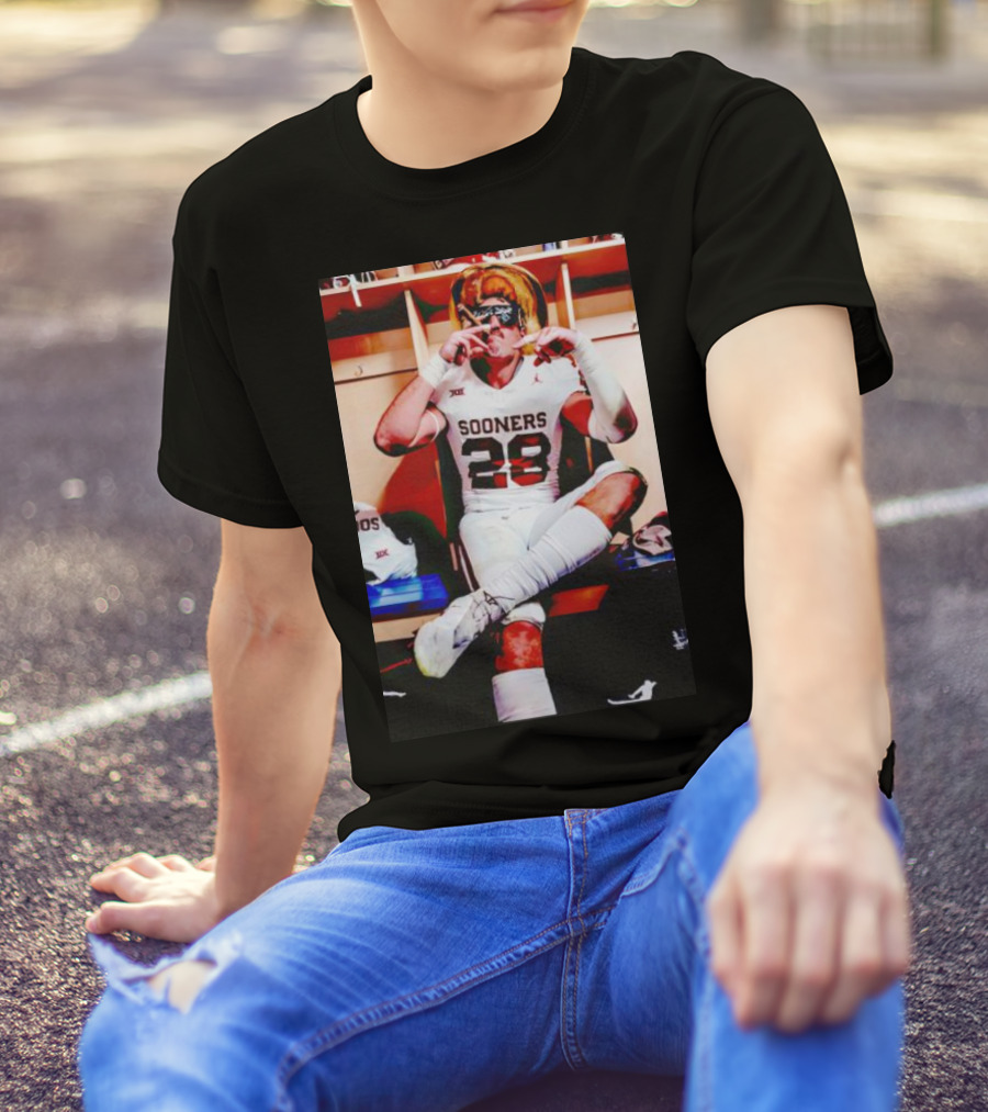 Sooners 28 Danny Stutsman Red River Rivalry Football Locker Room Image T-Shirt