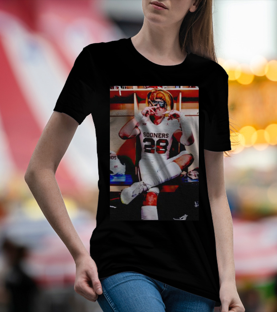 Sooners 28 Danny Stutsman Red River Rivalry Football Locker Room Image T-Shirt