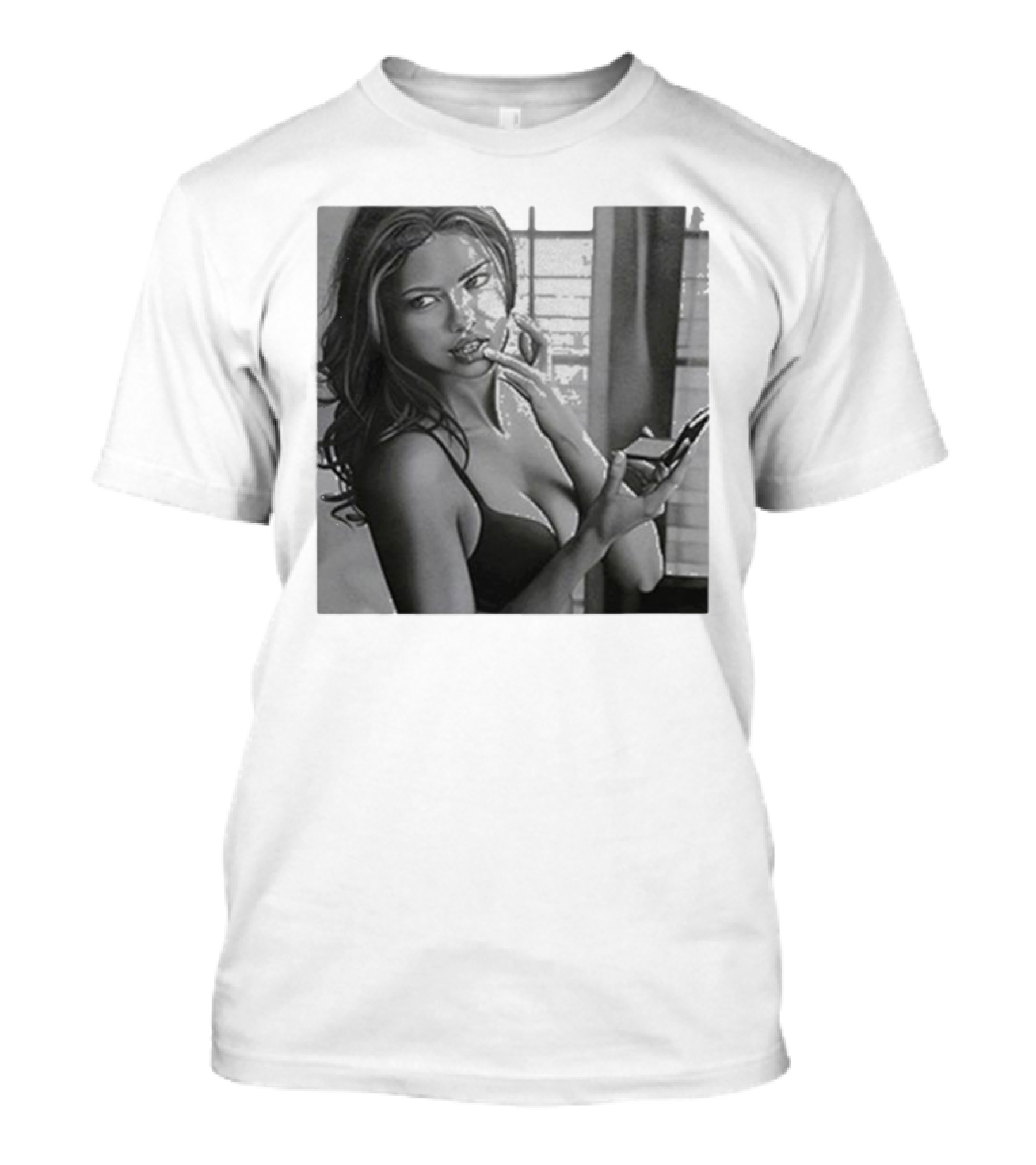 Adriana Lima Fall Black And White Glamour T-Shirt