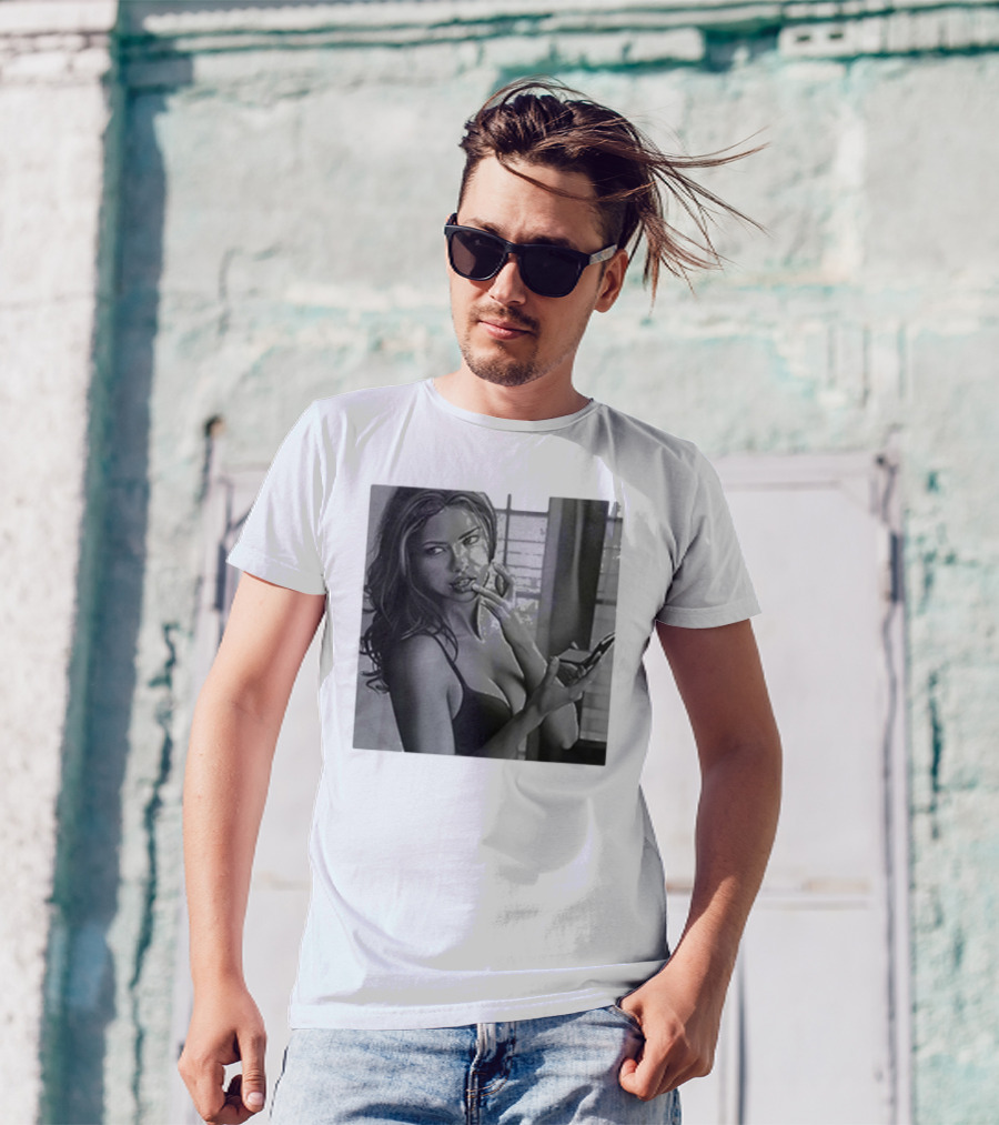 Adriana Lima Fall Black And White Glamour T-Shirt