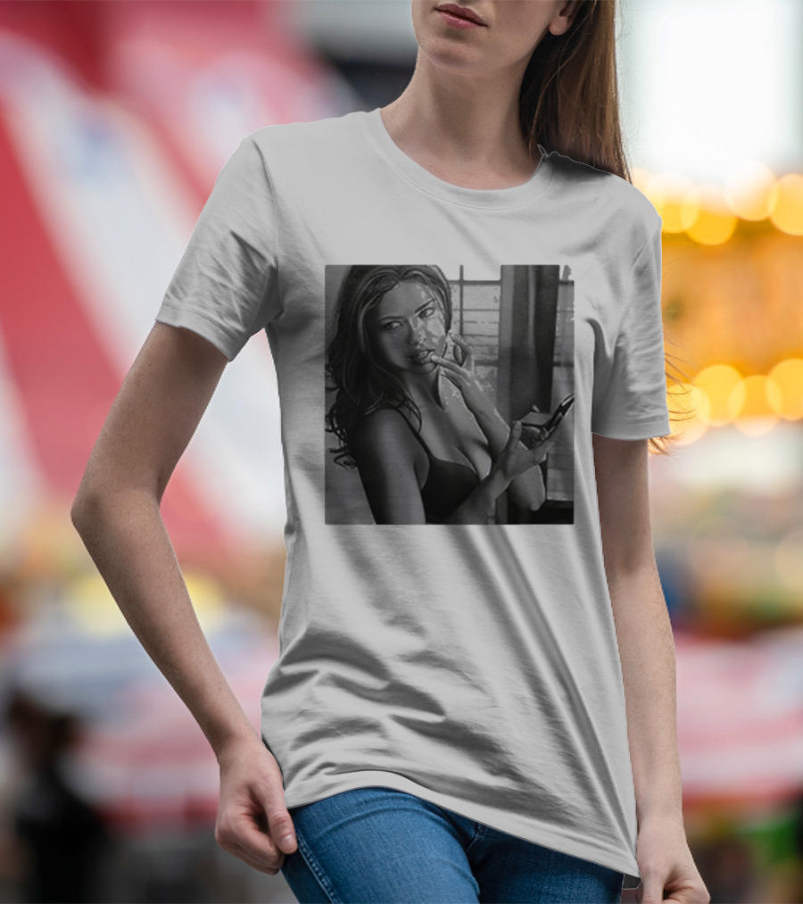 Adriana Lima Fall Black And White Glamour T-Shirt