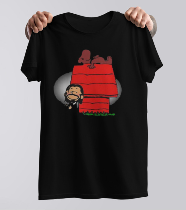 John Wick And Snoopy On Red Doghouse Crossover T-Shirt
