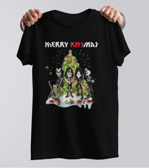 Merry Kissmas Kiss Rock Band Christmas Tree Holiday T-Shirt