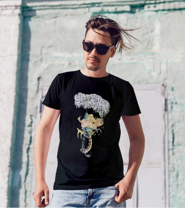 Homicidal Ecstacy Scorpion And Floral Abstract Arrangement T-Shirt
