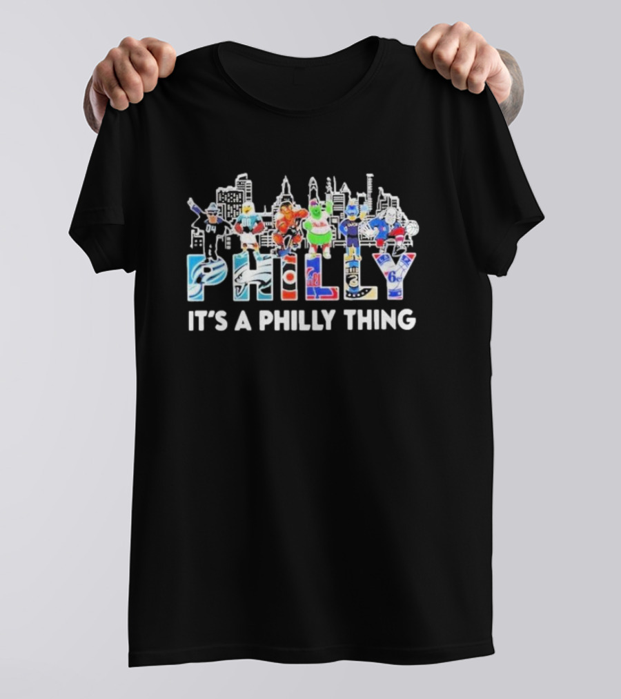 PHILLY It's A Philly Thing City Skyline Sports Mascots T-Shirt