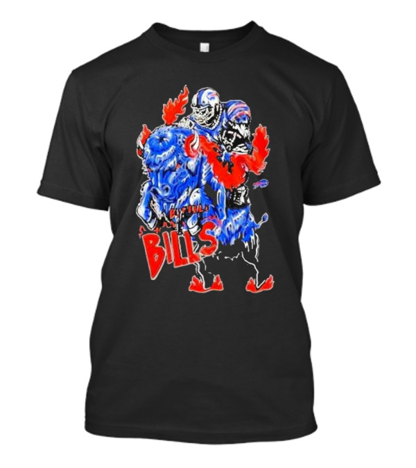 Warren Lotas Buffalo Bills Colorful Flames Football Buffalo T-Shirt