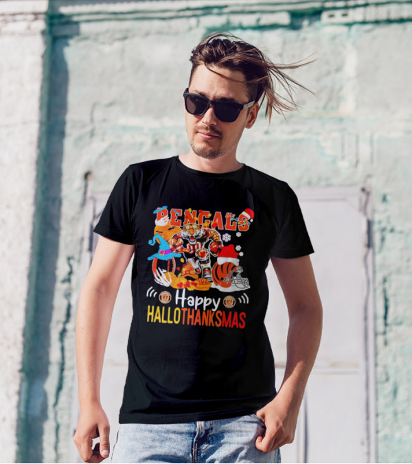 Bengals Mascot Festive Happy Hallothanksmas T-Shirt