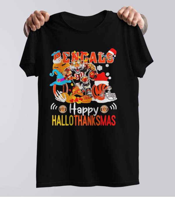 Bengals Mascot Festive Happy Hallothanksmas T-Shirt