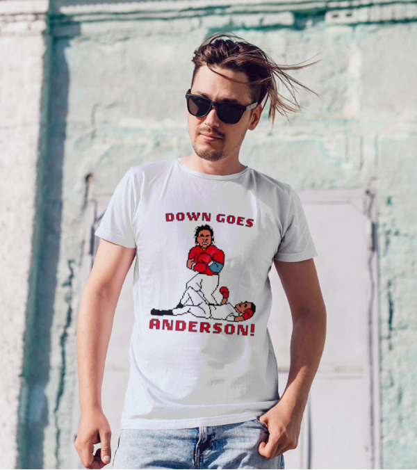 Down Goes Anderson Punch-Out Cleveland Baseball Retro Pixel T-Shirt