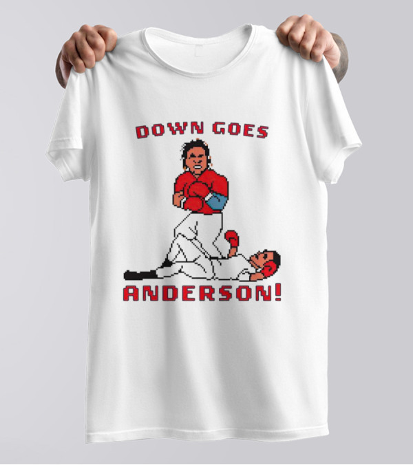 Down Goes Anderson Punch-Out Cleveland Baseball Retro Pixel T-Shirt
