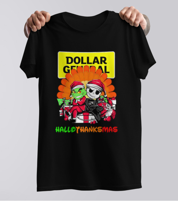 Grinch And Jack Skellington With Dollar General HalloThanksMas T-Shirt