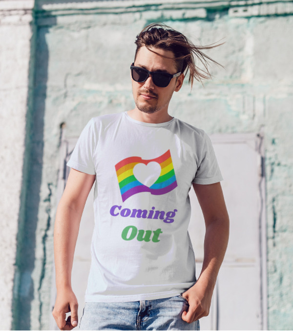 Rainbow Heart Flag Coming Out T-Shirt