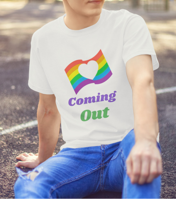 Rainbow Heart Flag Coming Out T-Shirt
