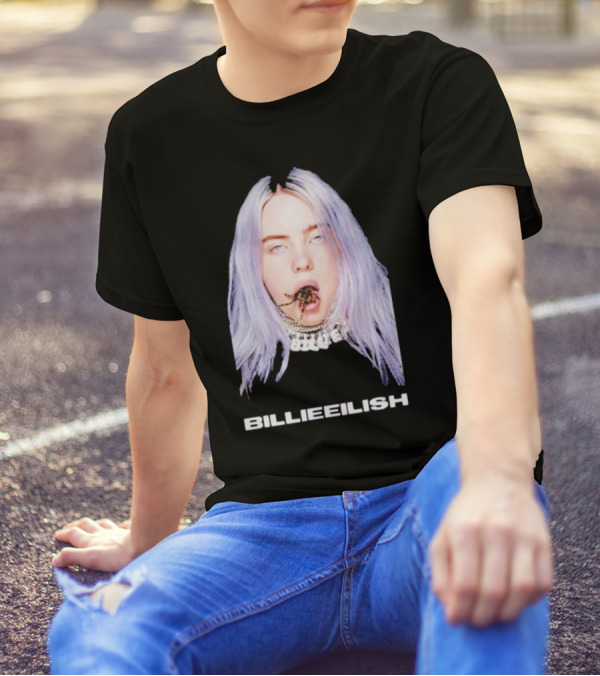 BILLIE EILISH TARANTULA MOUTH NECKLACE VISION SILVER HAIR T-Shirt