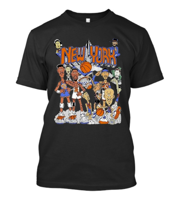 New York Knicks Basketball Cartoon Characters Skyline T-Shirt