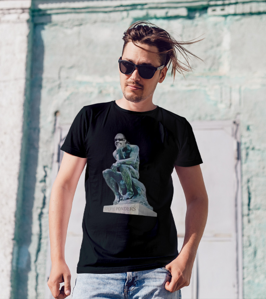 Stevie Ponders Roman Statue Stevie Wonder Pun T-Shirt