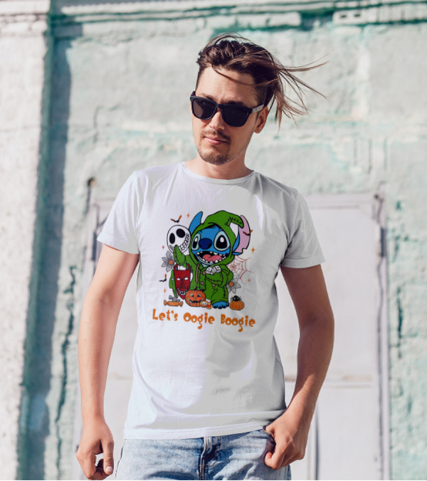 Stitch Let's Oogie Boogie Halloween Pumpkins And Masks T-Shirt