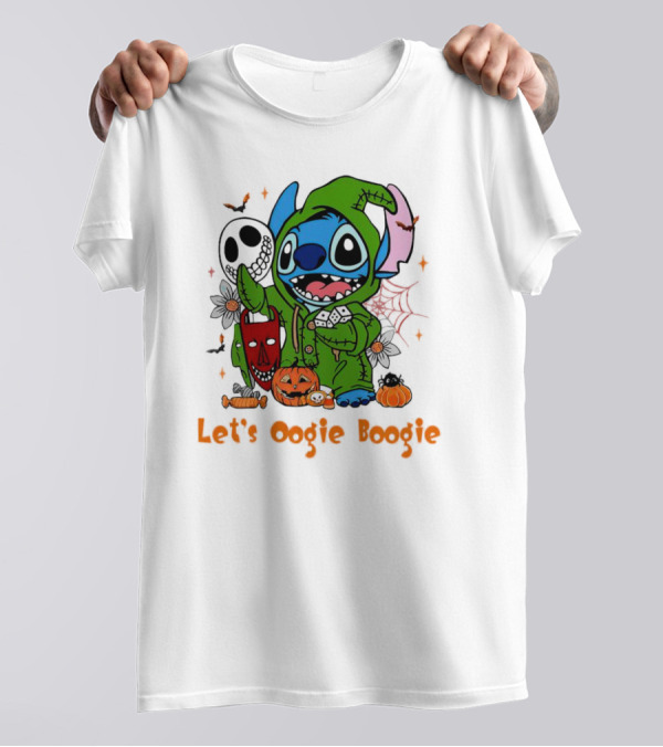 Stitch Let's Oogie Boogie Halloween Pumpkins And Masks T-Shirt
