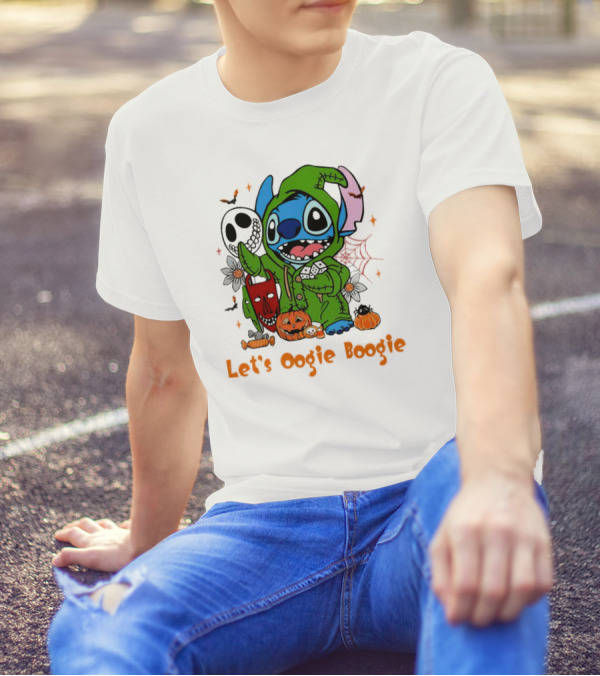Stitch Let's Oogie Boogie Halloween Pumpkins And Masks T-Shirt