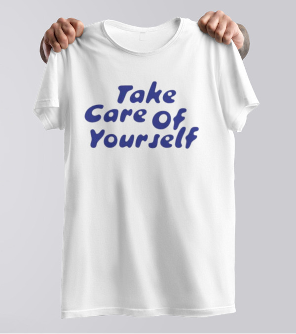 Take Care Of Yourself Retro Blue Text T-Shirt