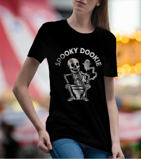 Spooky Dookie Skeleton And Ghost On Toilet T-Shirt