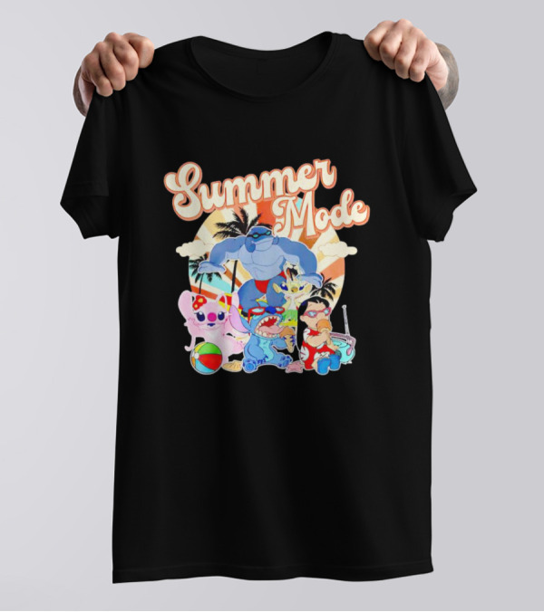 Summer Mode With Lilo And Stitch Characters Tropical Vibes T-Shirt