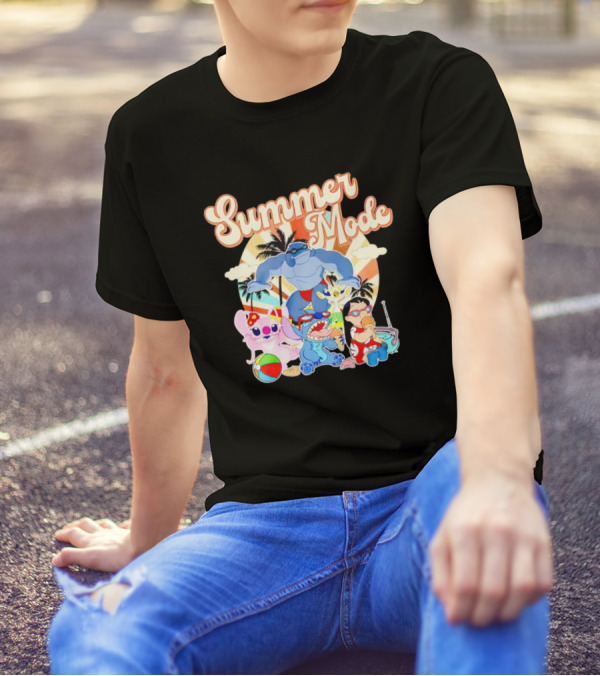 Summer Mode With Lilo And Stitch Characters Tropical Vibes T-Shirt