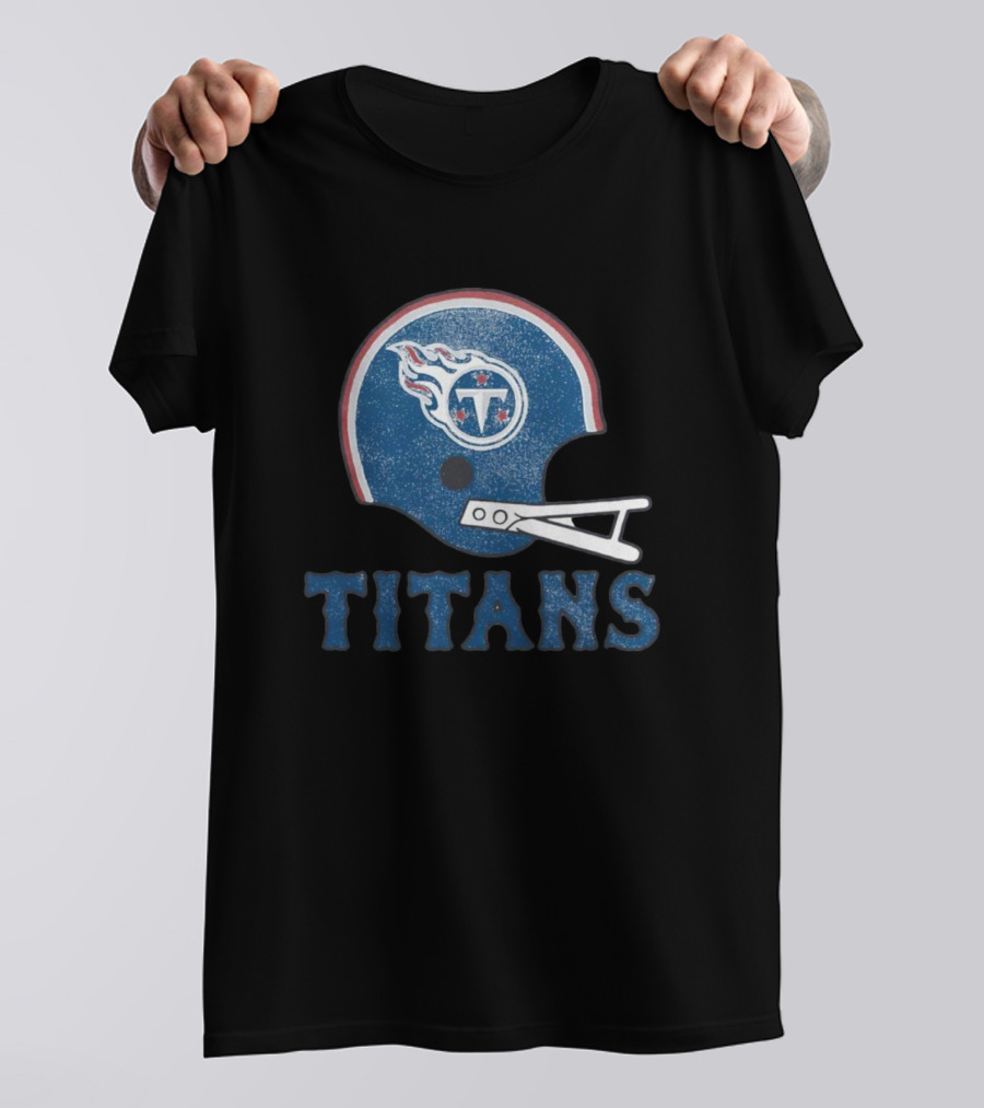 Tennessee Titans Helmet Logo Bold Titans Text T-Shirt