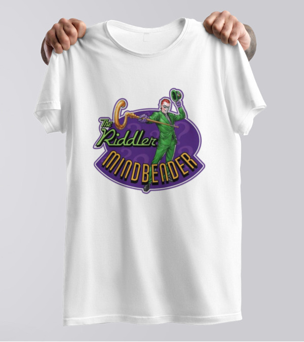 The Riddler Mindbender Green Suit Cane Iconic Purple Backdrop T-Shirt