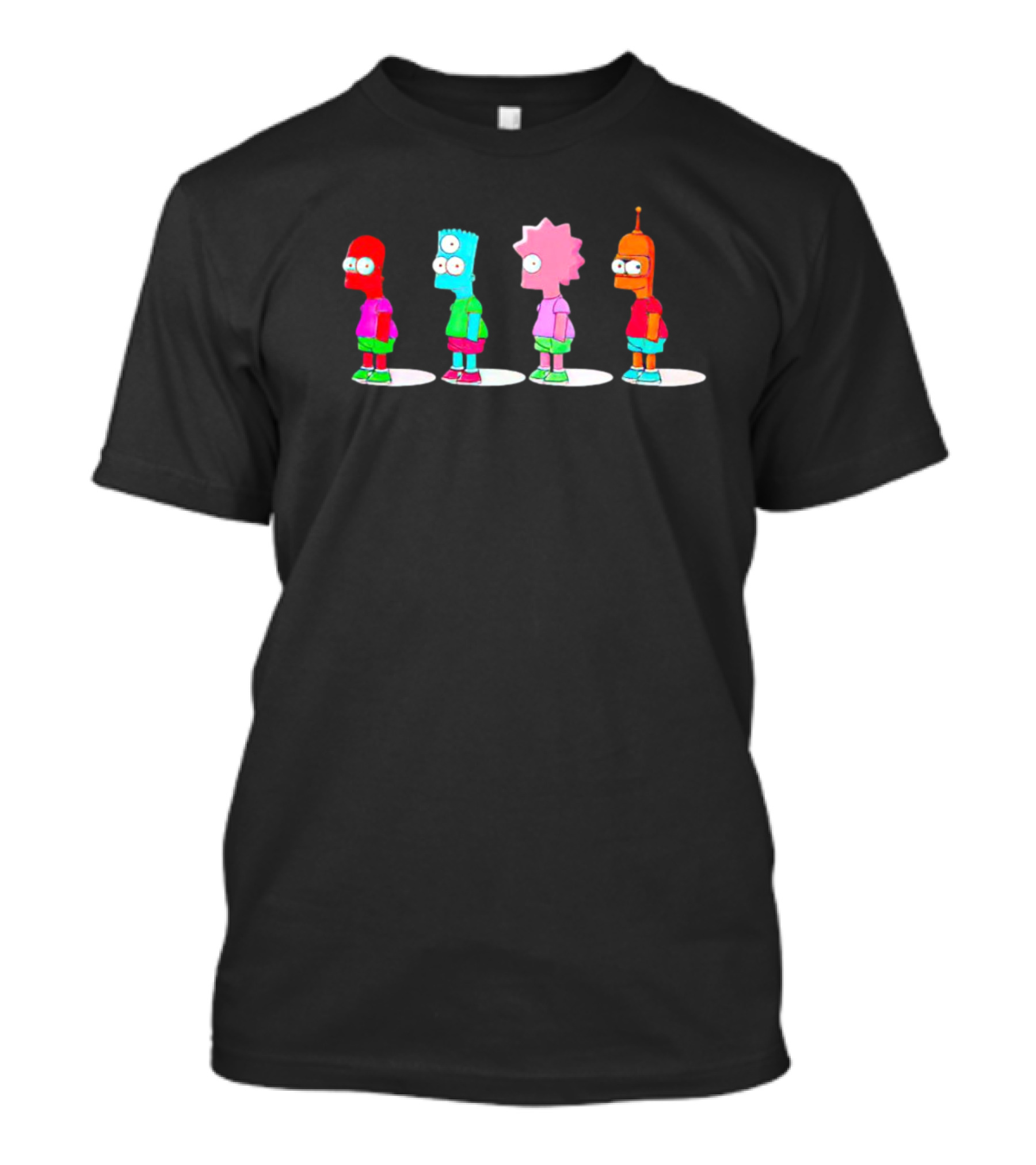 The Simpsons Futurama Crossover Rainbow Characters T-Shirt