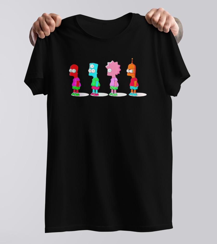 The Simpsons Futurama Crossover Rainbow Characters T-Shirt