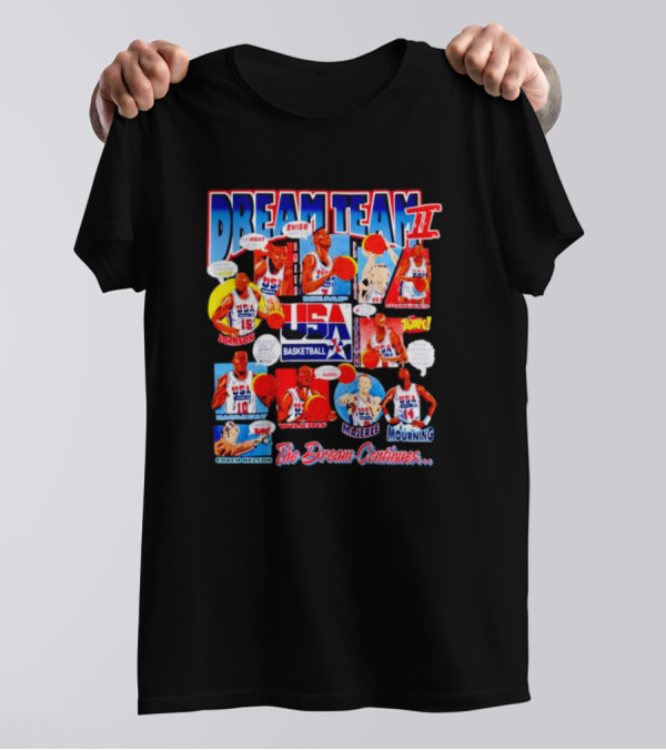 USA Basketball Dream Team II The Dream Continues Johnson Majerle Mourning T-Shirt