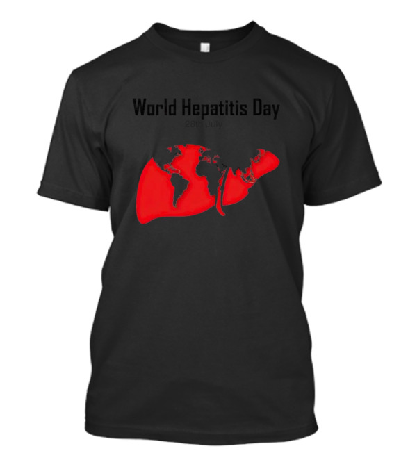 World Hepatitis Day 28th July Red Liver With World Map T-Shirt
