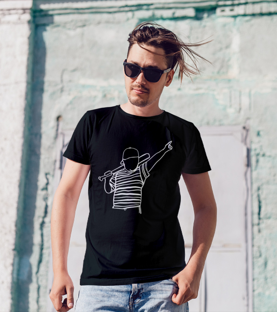 Baseball Player Stripe Pose Drawing T-Shirt