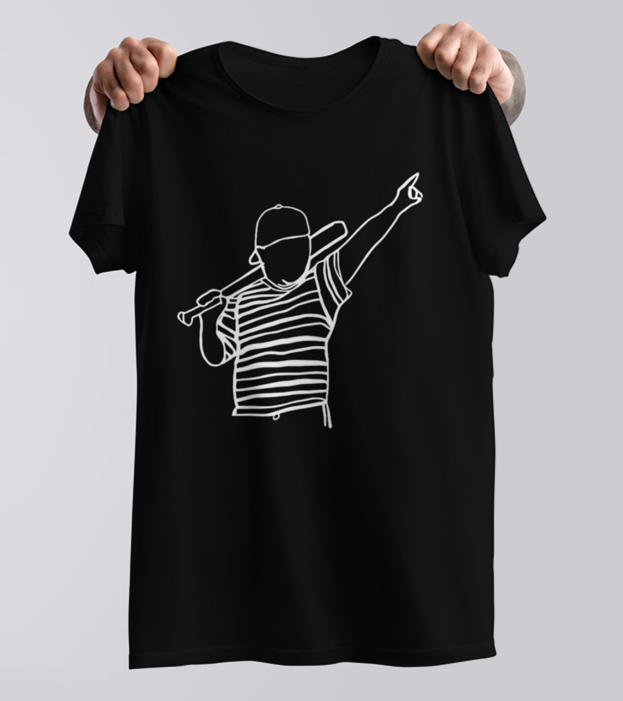 Baseball Player Stripe Pose Drawing T-Shirt