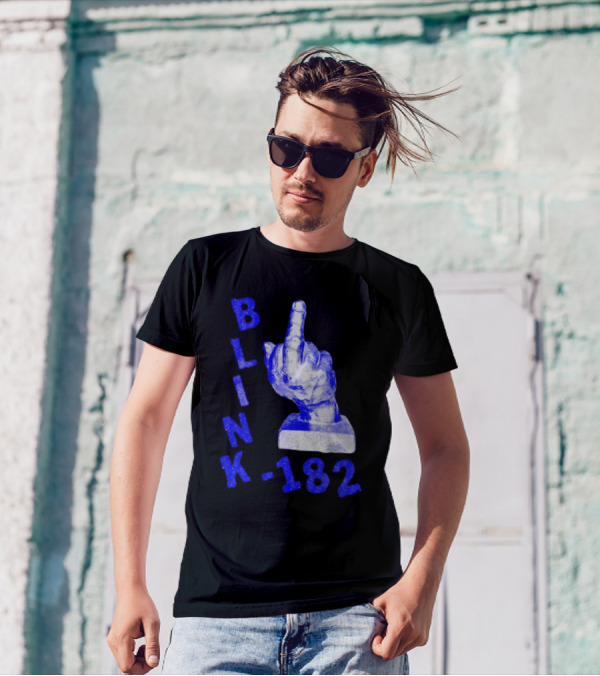 BLINK 182 Middle Finger Statue Gesture T-Shirt