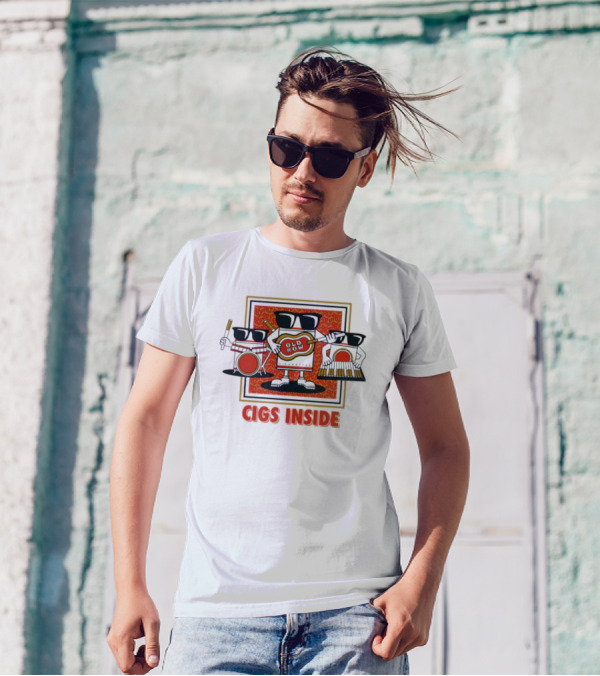 Cigs Inside Guitar Band With Sunglasses And Instruments T-Shirt