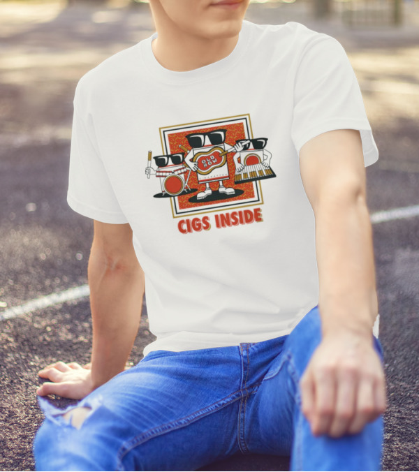 Cigs Inside Guitar Band With Sunglasses And Instruments T-Shirt