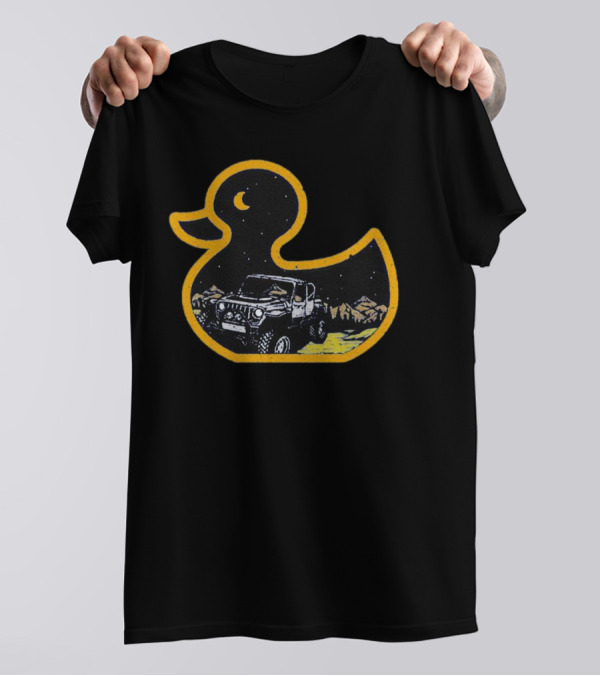 Galaxy Duck Off-Road Adventure Under Starry Night T-Shirt