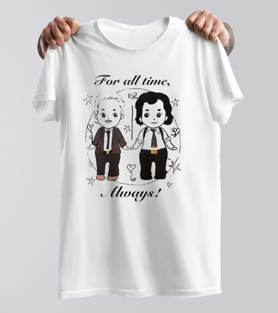 For All Times Always Cartoon Characters Holding Hands With Hearts And Stars T-Shirt