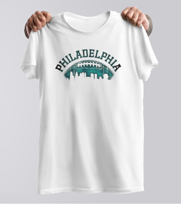 Philadelphia Football Skyline With Football Arch T-Shirt